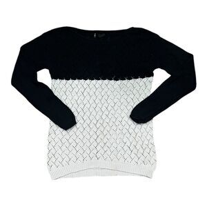 Maurices Black White Colorblock Open Knit Sweater L